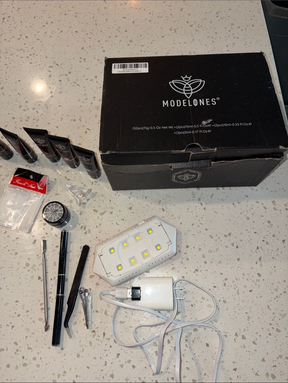 Modelones Gel Nail Kit with LED Lamp - Black & White